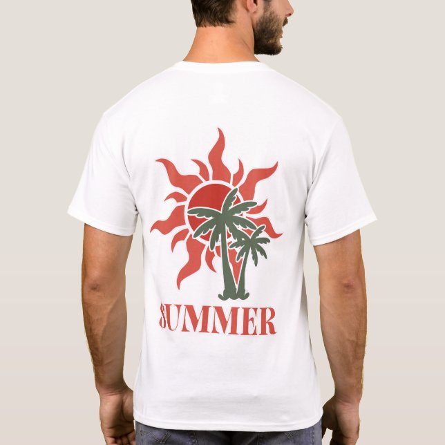 Camiseta Palmeiras de Verão Sol Retro Tropical (Verso)