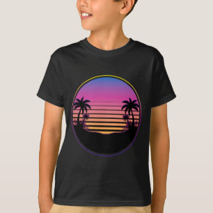 Camiseta Palmeiras do pôr do sol férias de verão praia trop