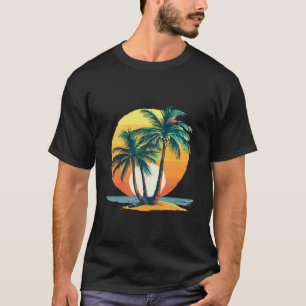 Camiseta Palmeiras Tropicais com Pôr do Sol Vibrante
