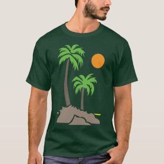 Camiseta Palmeiras tropicais com sol em uma pequena ilha is