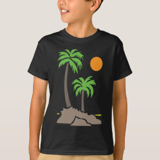 Camiseta Palmeiras tropicais com sol em uma pequena ilha is