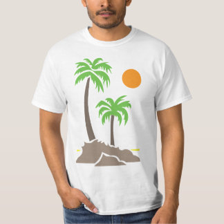 Camiseta Palmeiras tropicais com sol em uma pequena ilha is