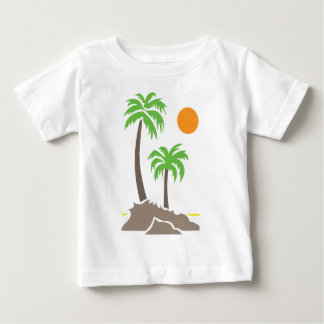 Camiseta Palmeiras tropicais com sol em uma pequena ilha is