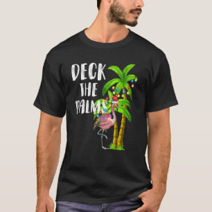 Camiseta Palmeiras Tropicais Flamingos Rosa De Natal P