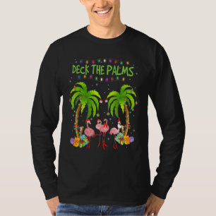 Camiseta Palmeiras Tropicais Flamingos Rosa De Natal P