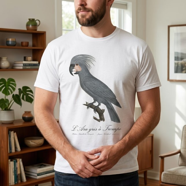 Camiseta Palmito-preto, Probosciger aterrimus (Great Black Palm Cockatoo, Probosciger aterrimus. Men Basic White T-Shirt)