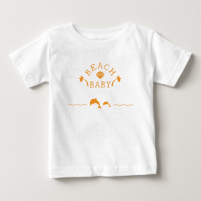 Camiseta Palms & Dolphins Orange Beach Baby (Frente)
