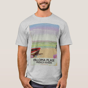 Camiseta Paloma Plage, poster de viagens francês da Riviera
