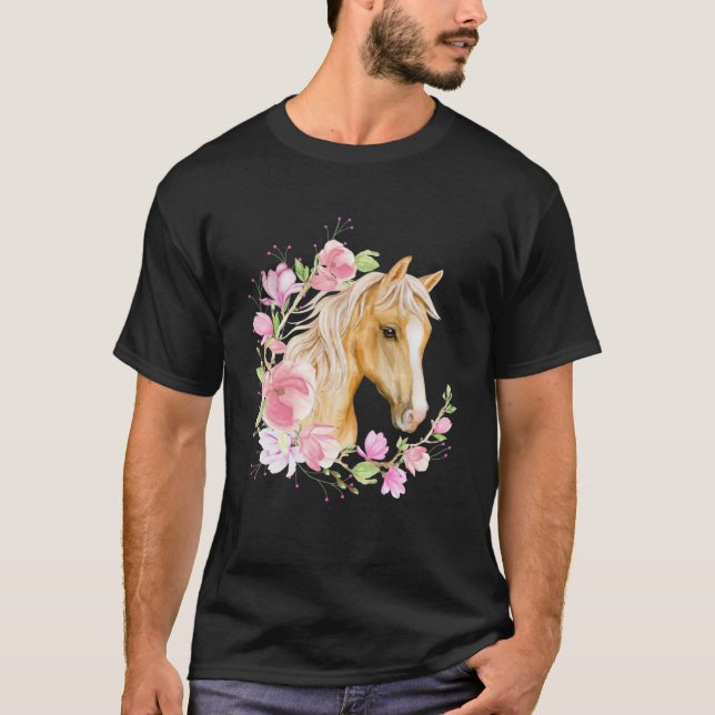 Camiseta Palomino Horse Magnolias Horse Blona Flora Horse (Frente)