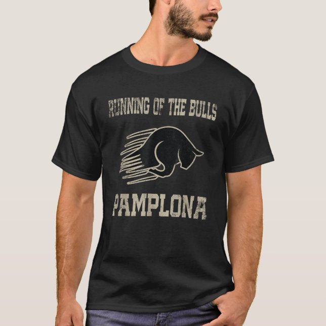 Camiseta Pamplona O Corrente do Bovinos do Partido dos Bull (Frente)