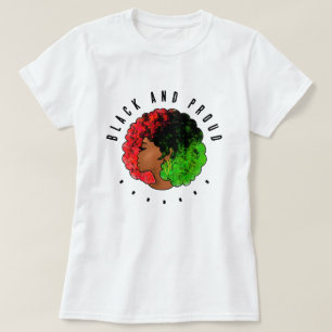 Camiseta Pan-africana menina mulher negra verde vermelho or