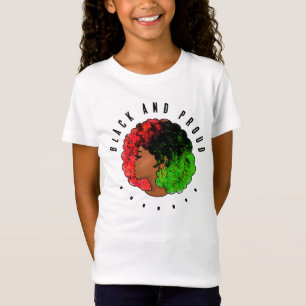 Camiseta Pan-africana menina mulher negra verde vermelho or