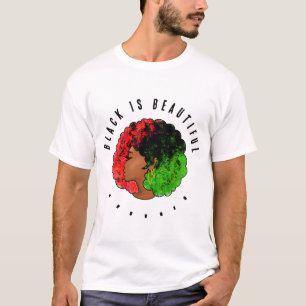 Camiseta Pan-africana menina mulher negra verde vermelho or