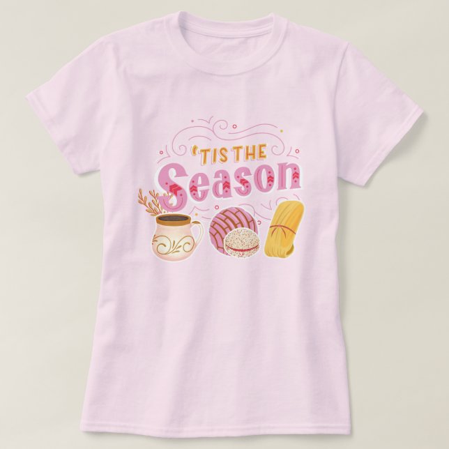 Camiseta Pan Dulce Pastelaria Mexicana Rosa Natal (Frente do Design)