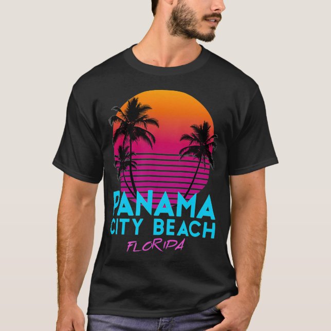 Camiseta Panama City Beach, Flórida, Retro 80s (Frente)