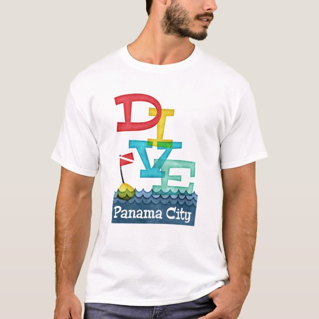 Camiseta Panamá City Dive - Scuba Colorida (Frente)