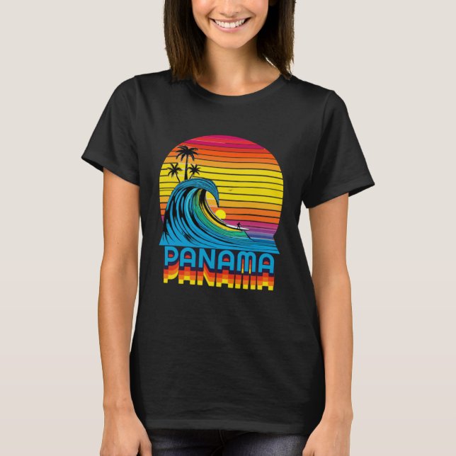 Camiseta Panama Retro Throwback Surf & Beach Souvenir (Frente)