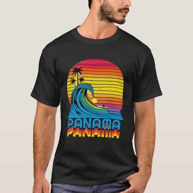 Camiseta Panama Retro Throwback Surf & Beach Souvenir (Frente)