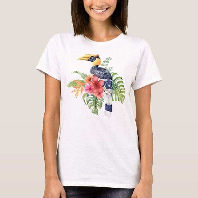 Camiseta Pancadas e flores de Excelente de aquarela tropica (Frente)