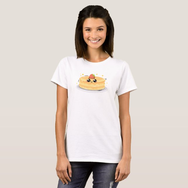 Camiseta Pancake Feliz e Bonito Desenho (Frente Completa)