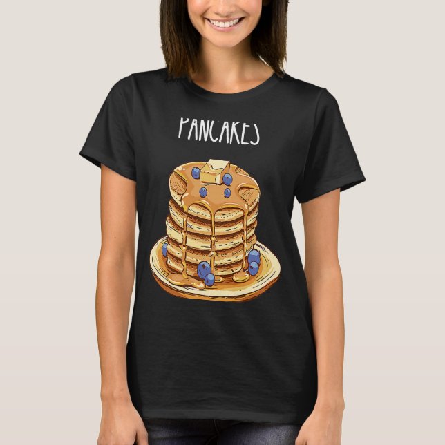 Camiseta Pancakes Café da Manhã Doce Comida Fluffy Waffles  (Frente)