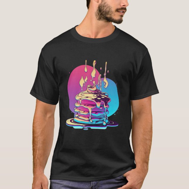 Camiseta Pancakes Synthwave 80s (Frente)
