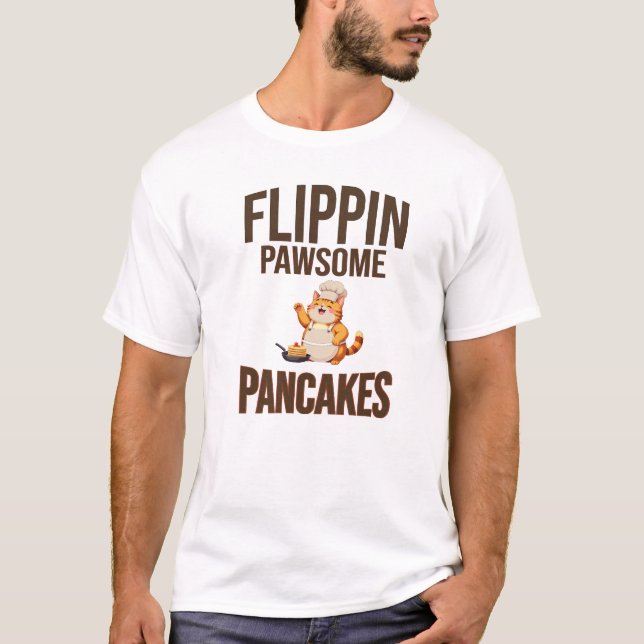 Camiseta Pancakes Voadores - Café da Manhã pelos Meows (Frente)
