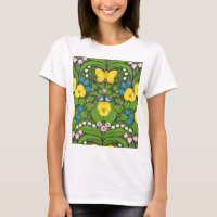 Pancas, aves e borboletas amarelas