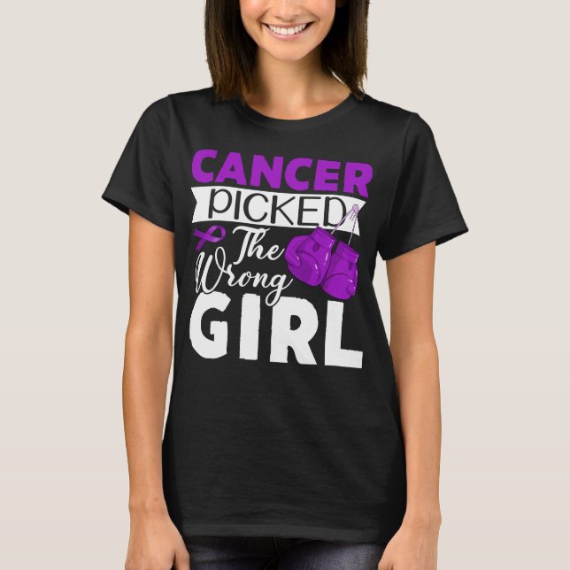 Camiseta pancreatic cancer picked the wrong girl warrior (Frente)