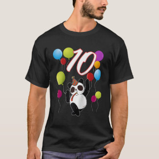 Camiseta Panda 10 Anos Panda Com Balões Baseball