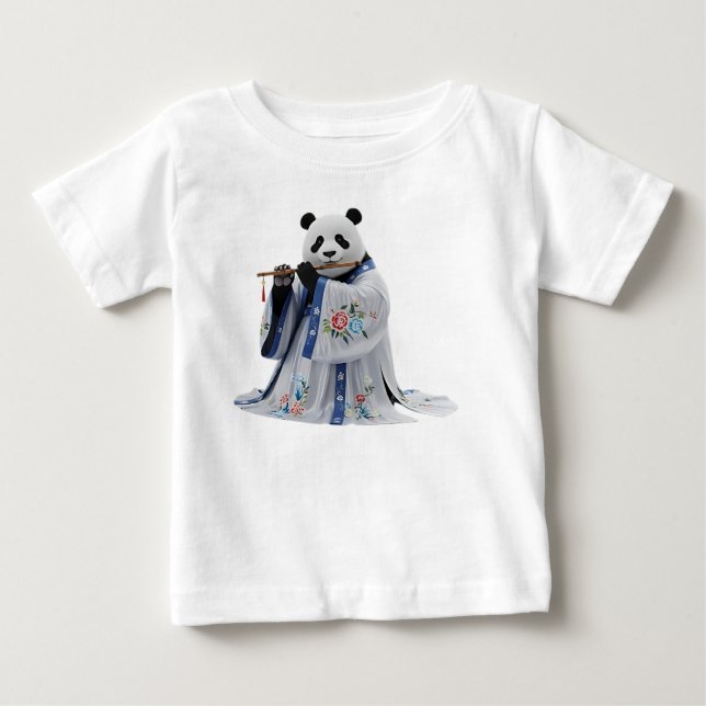 Camiseta Panda 3D em Hanfu Tradicional Chinês (Frente)