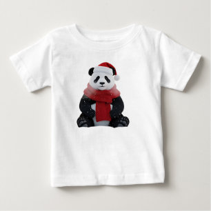 Camiseta Panda 3D Festivo na Floresta de Inverno