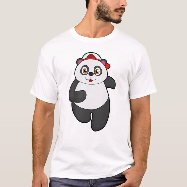 Camiseta Panda a Correr com Boné (Frente)