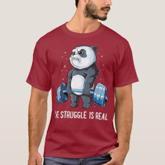 Camiseta Panda A Luta É Malhação De Levantamento De Peso Re
