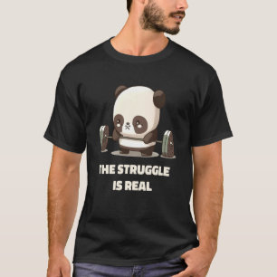 Camiseta Panda A Luta É O Trabalho De Levantamento De Peso