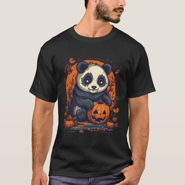 Camiseta Panda Abóbora Panda Halloween (Frente)
