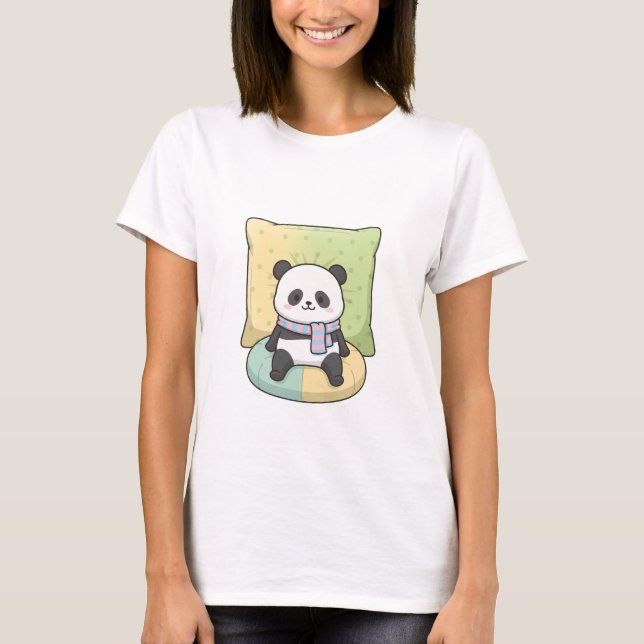 Camiseta Panda Aconchegante com Cachecol (Frente)