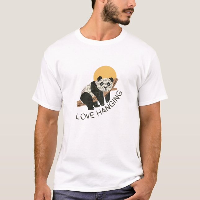 Camiseta Panda adoram pendurar  (Frente)