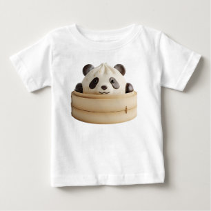 Camiseta Panda Adorável Bao Bun Cesto de Bambu