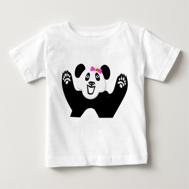 Camiseta Panda Adorável com Arco Rosa (Frente)