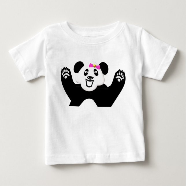 Camiseta Panda Adorável com Laço Rosa (Frente)
