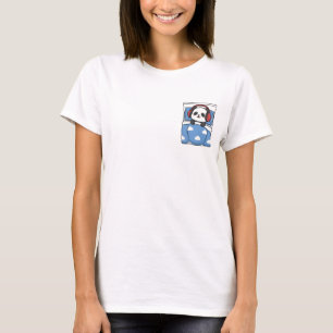 Camiseta Panda Adormecido Fofo com Fones de Ouvido Vermelho