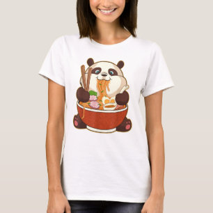 Camiseta PANDA ALIMENTADA POR RAMEN   Fat Panda Comendo Ram