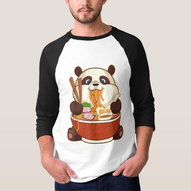 Camiseta PANDA ALIMENTADA POR RAMEN | Fat Panda Comendo Ram (Frente)