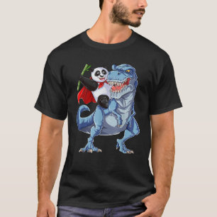 Camiseta Panda Andando Dinossauro T rex Meninos Engraçados