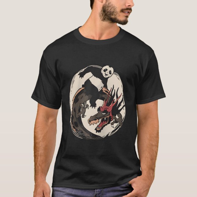 Camiseta Panda Andando Dragão Chinês Baseball (Frente)