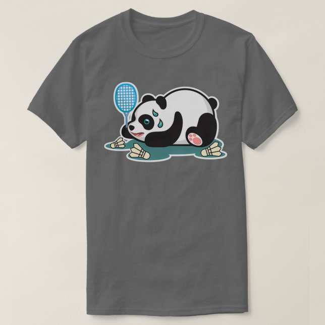 Camiseta Panda Animal Badminton Shuttlecocks T (Frente do Design)