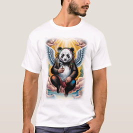 Camiseta Panda Anjo Jamaicano descansando em um Verde