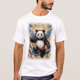 Camiseta Panda Anjo Jamaicano em Preto