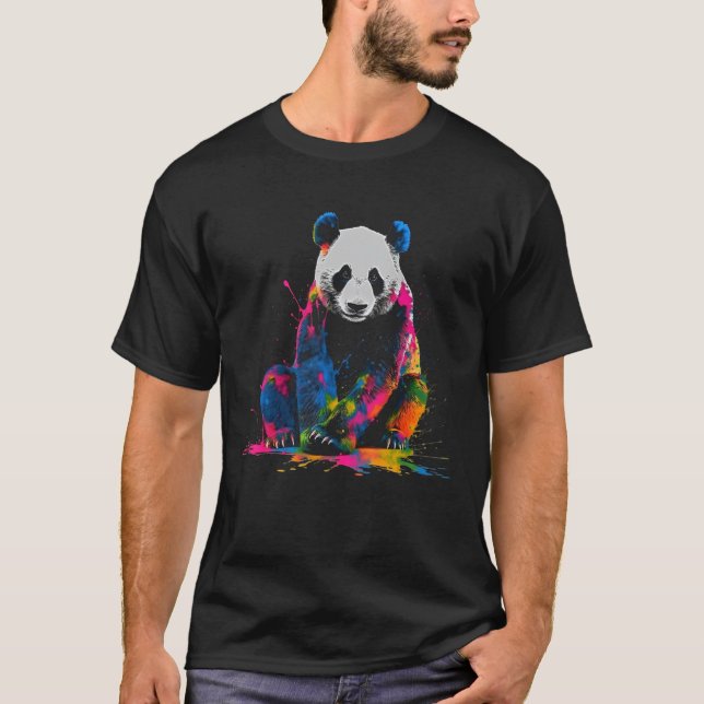 Camiseta Panda Art Colorful - Fantasy Animal Panda (Frente)